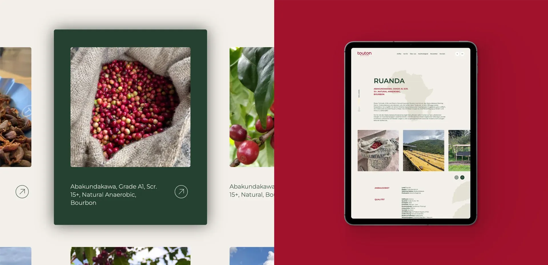 Split Screen, einmal CloseUp des Screendesigns und einmal eine Seitenansicht in einem Tablet Device