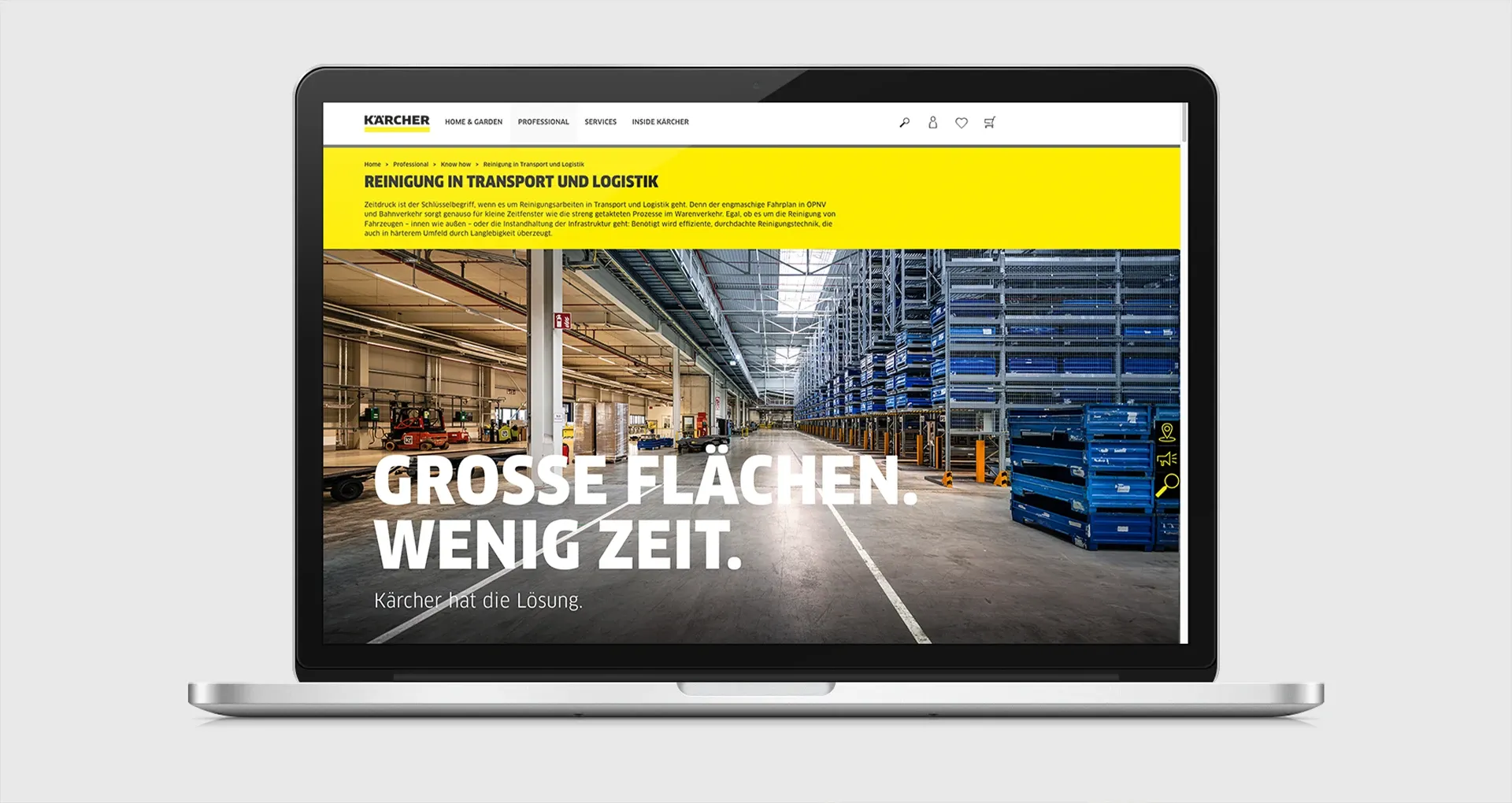 Ansicht Website in Laptop mit Shootingmotiv